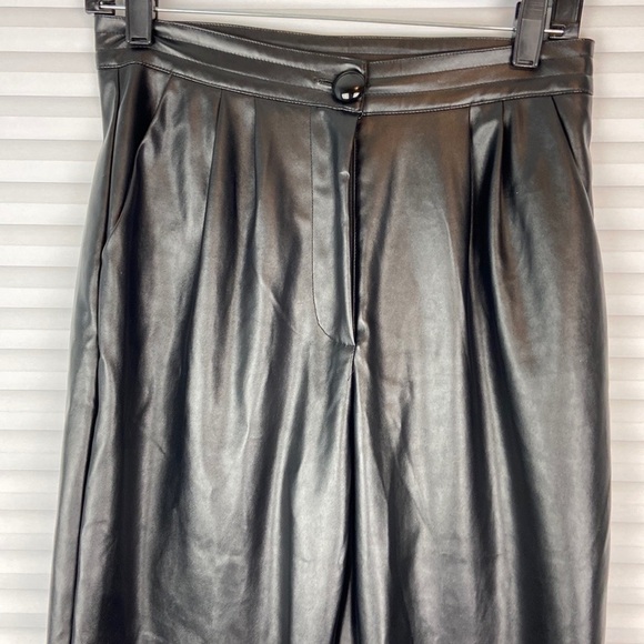 Princess Polly Love Club Pants Black Size 4 High Waist Darting Seams Vegan - Picture 4 of 14